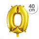 FUN RAG 4Gold-202883 Mini fóliový balón číslo 0 zlatý 40 cm, 1 ks