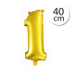 FUN RAG 4Gold-202890 Mini fóliový balón číslo 1 zlatý 40 cm, 1 ks