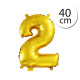 FUN RAG 4Gold-202906 Mini fóliový balón číslo 2 zlatý 40 cm, 1 ks
