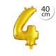 FUN RAG 4Gold-202920 Mini fóliový balón číslo 4 zlatý 40 cm, 1 ks