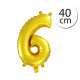 FUN RAG 4Gold-202944 Mini fóliový balón číslo 6 zlatý 40 cm, 1 ks