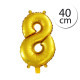 FUN RAG 4Gold-202968 Mini fóliový balón číslo 8 zlatý 40 cm, 1 ks