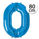 FUN RAG 0Blue-600274 Heliový balón fóliový číslo 0 modrý 80 cm, 1 ks