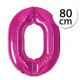 FUN RAG 0Pink-600308 Heliový balón fóliový 0 růžový 80 cm, 1 ks