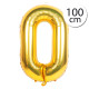 FUN RAG 606997 Heliový balón fóliový číslo 0 zlatá 100 cm, 1 ks