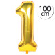 FUN RAG 607000 Heliový balón fóliový číslo 1 zlatá 100 cm, 1 ks