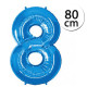 FUN RAG 8Blue-600278 Heliový balón fóliový číslo 8 modrý 80 cm, 1 ks
