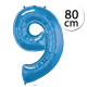 FUN RAG 9Blue-600276 Heliový balón fóliový číslo 9 modrý 80 cm, 1 ks