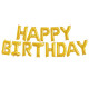 FUN RAG Gold-220932 Fóliový balónek, set HAPPY BIRTHDAY zlatý, 40 cm, 1 balení -13 písmen