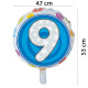 FUN RAG Sil-60076 Fóliový balón číslo 9 stŕíbrný  53 x 47 cm, 1 ks
