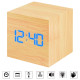 Budík drevená kocka s reakciou na tlesknutie, hodiny na tlesknutie, budík, hodinky, hodiny, budíky, digitálne hodiny, stolové hodiny
