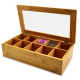 Perfect Home 12982 Bambusová krabička na čaj, Organizér na čaje s víkem 37x20,2x9 cm, hnědá