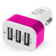 TFY 2938 USB nabíječka do auta, 3 USB Port 1ks, bílo-růžová